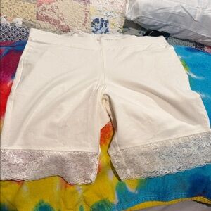 Torrid Ivory Lace Hem Bike Shorts
